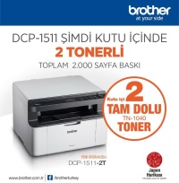 BROTHER A4 Mono DCP-1511-2T Laser Yazıcı Tarayıcı Fotokopi 20sayfa USB 2.0 2 adet tonerli